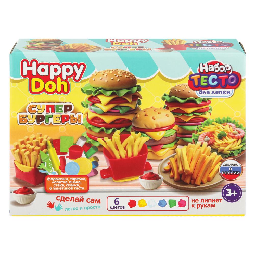 Набор для лепки из теста 6цв. "Бургер и картошка"