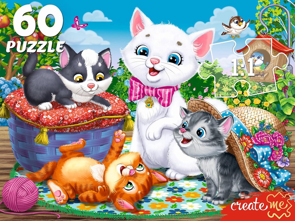 Пазлы   60 элемента  237*330мм. "Забавные котики"