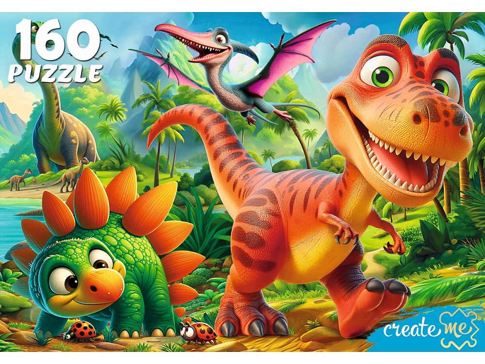 Пазлы  160 элементов  237*330мм. "Дружные динозавры"