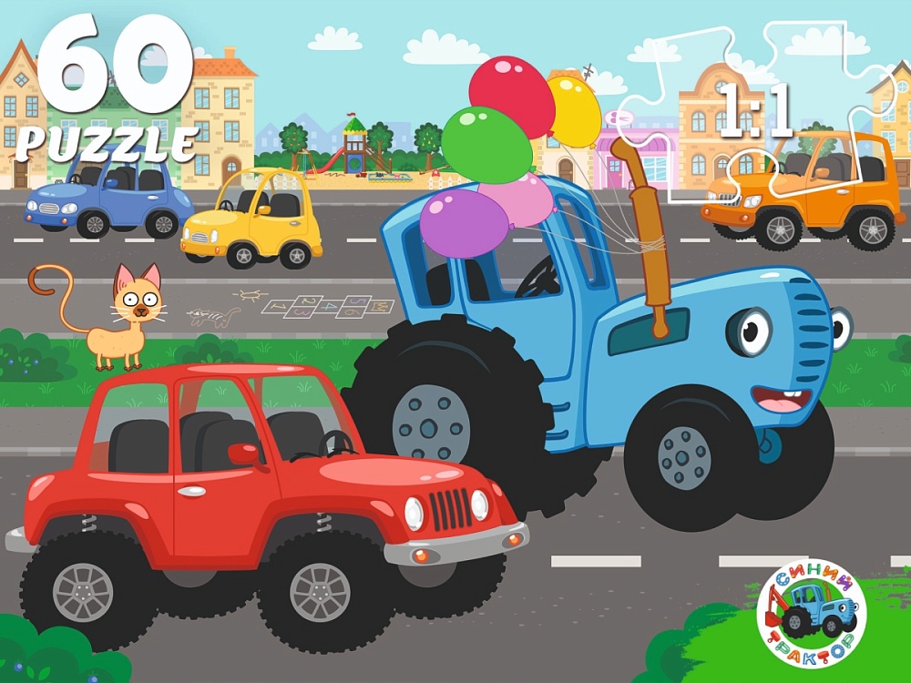 Пазлы   60 элементов  "Синий трактор"