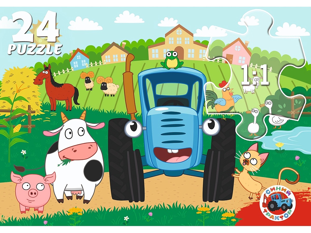 Пазлы   24 элемента  "Синий трактор"
