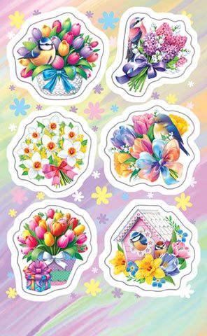 Наклейки детские 15*9см  "Цветы"