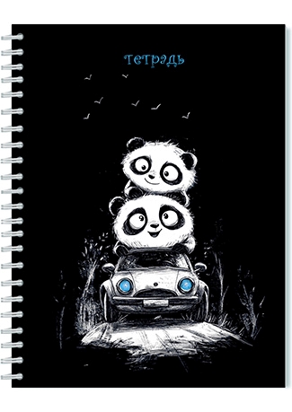 Тетрадь А5  40л кл. гребень Апплика "Веселые панды" БЕЗ ПОЛЕЙ