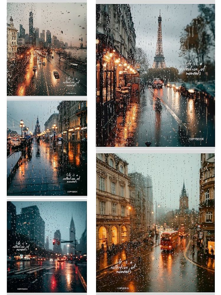 Тетрадь А5 48л кл. Проф-Пресс "Дождь в городе" обл.мел.бум.