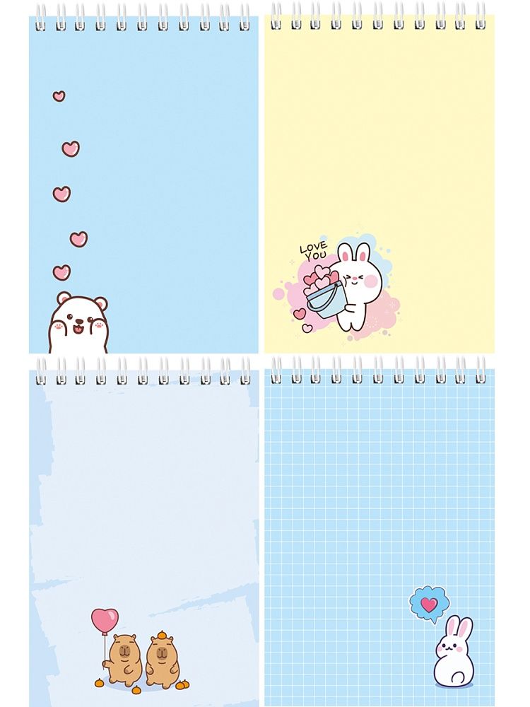 Блокнот А6  40л гребень "Милые животные - 9" клетка