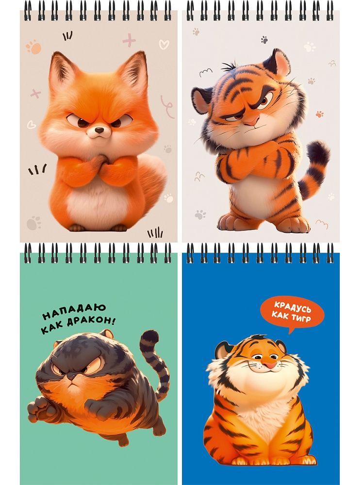 Блокнот А6  40л гребень "Забавные животные - 9" клетка