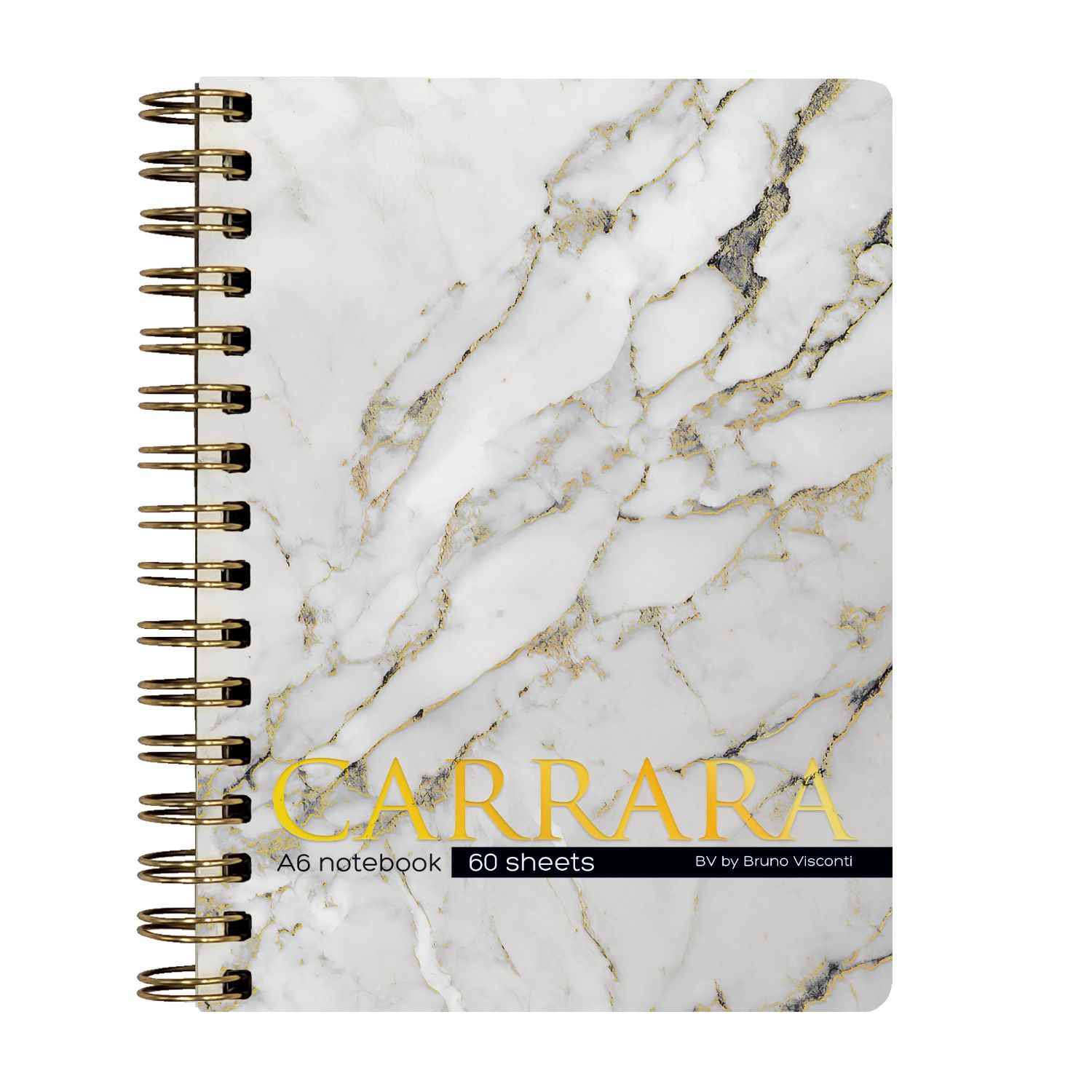 Записная книжка А6  60л. картон, гребень "Carrara" кл., софт-тач, фольга