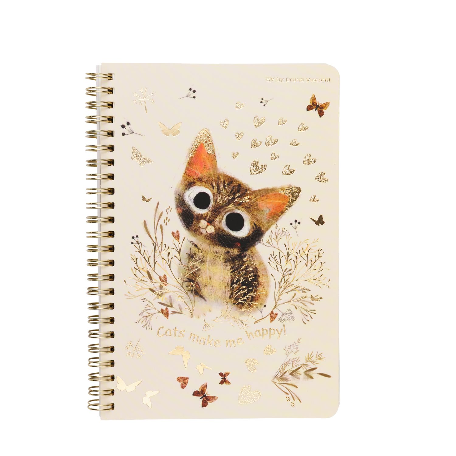 Записная книжка А5  60л. картон, гребень "Love me.Милый котик" лин., софт-тач, фольга