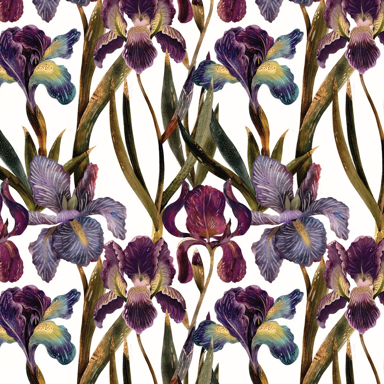 Бумага упаковочная 70*100см  "Flora. Ирисы" 80гр/м2