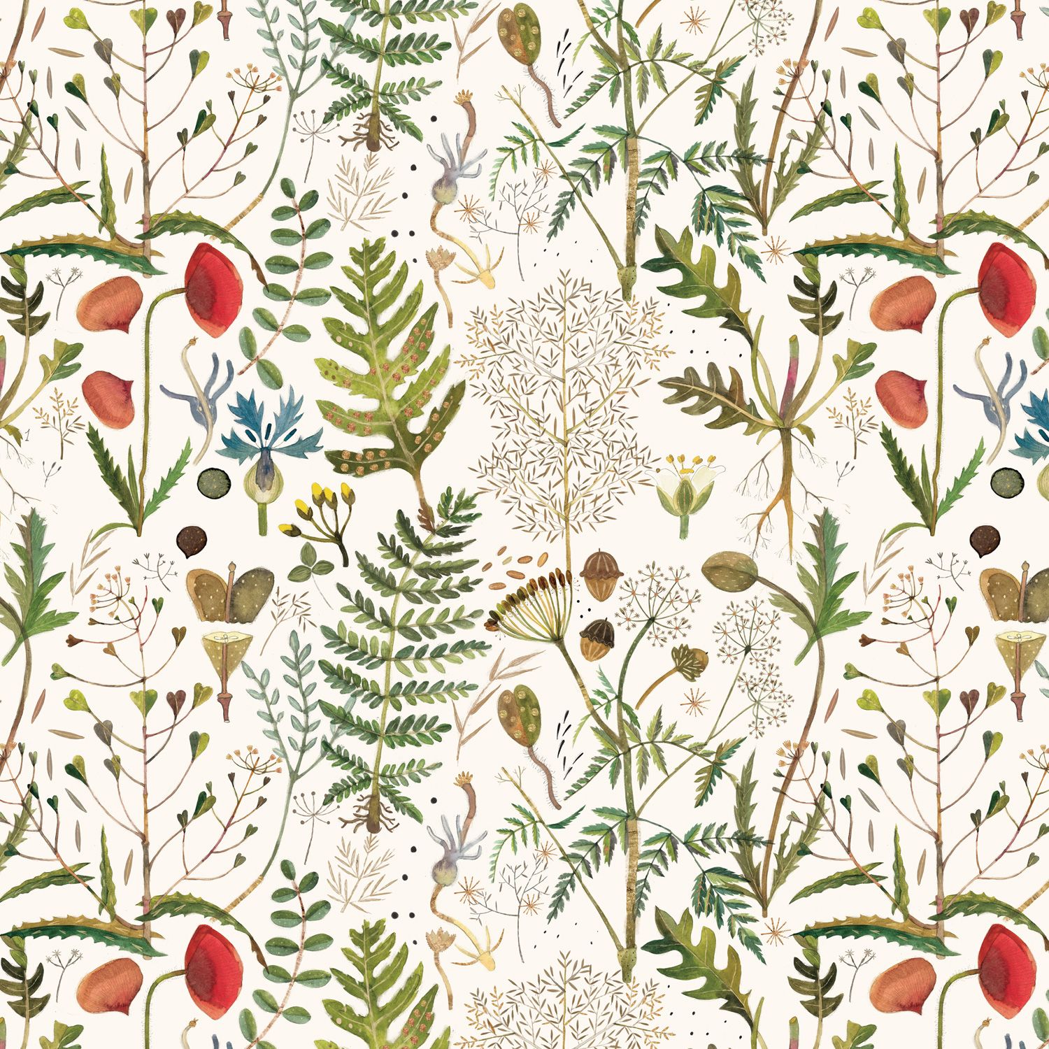 Бумага упаковочная 70*100см  "Flora. Луговые травы" 80гр/м2