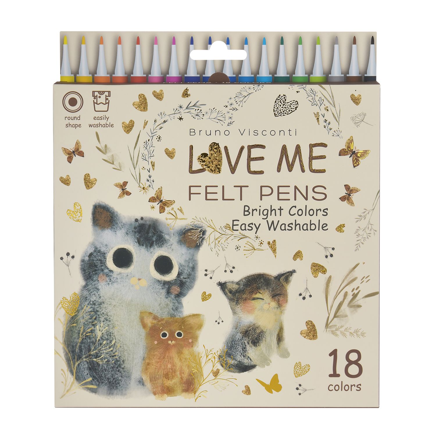 Фломастеры  18цв "BV. Love me. Котики.Счастье"