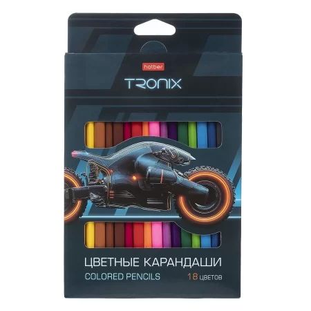 Карандаши цвет. 18цв  Hatber "Tronix", трехгранные