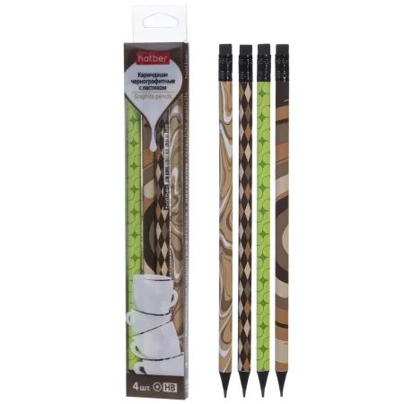Набор карандашей ч/гр  4шт. "Coffee Story" НВ с ластиком, дерево