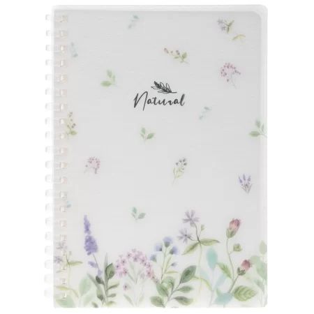 Записная книжка В6 пластик, эластичн.гребень, 80л. "Natural flowers" тисн.фольгой