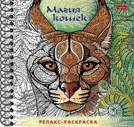 Раскраска "Раскраска-релакс. Большая книга раскрасок. Магия кошек" 164*164мм, 64стр.,120гр/м2