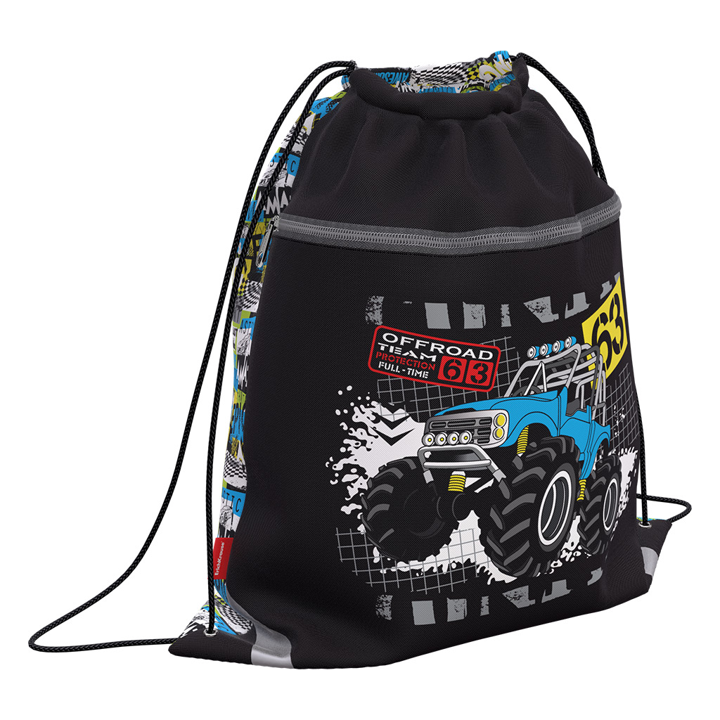 Мешок для обуви ErichKrause® с карманом на молнии 500х410мм Track Car