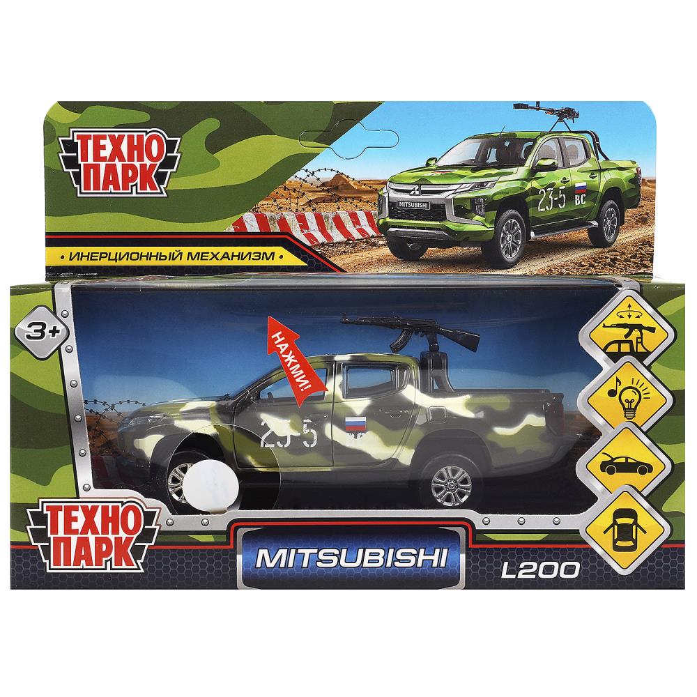 Машинка металл. 13см "MITSUBISHI L200 PICKUP КАМУФЛЯЖ" инер. мех., свет-звук