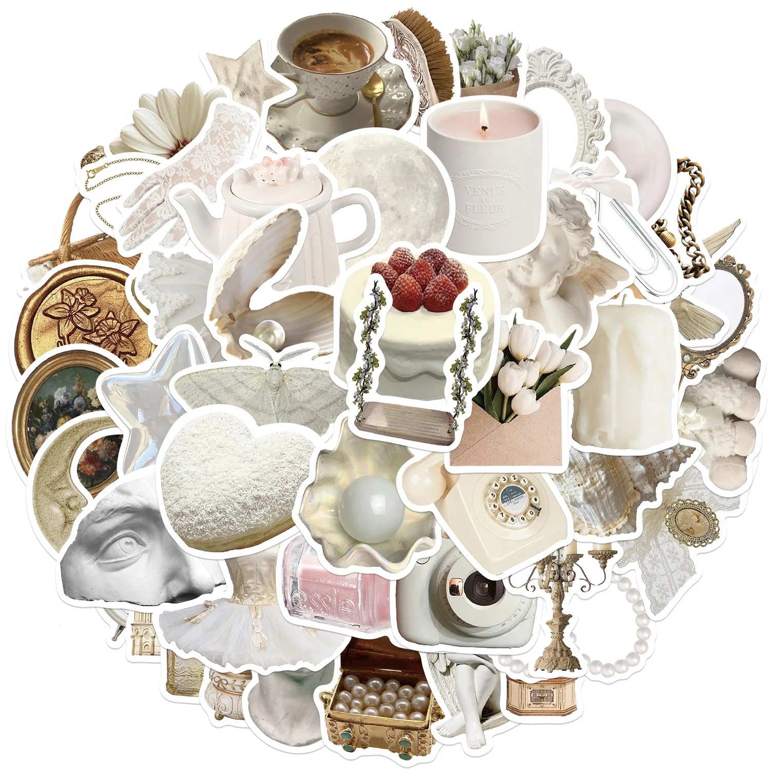 Стикеры "Жемчуг" 3-6см ассорти 50+ штук в упаковке