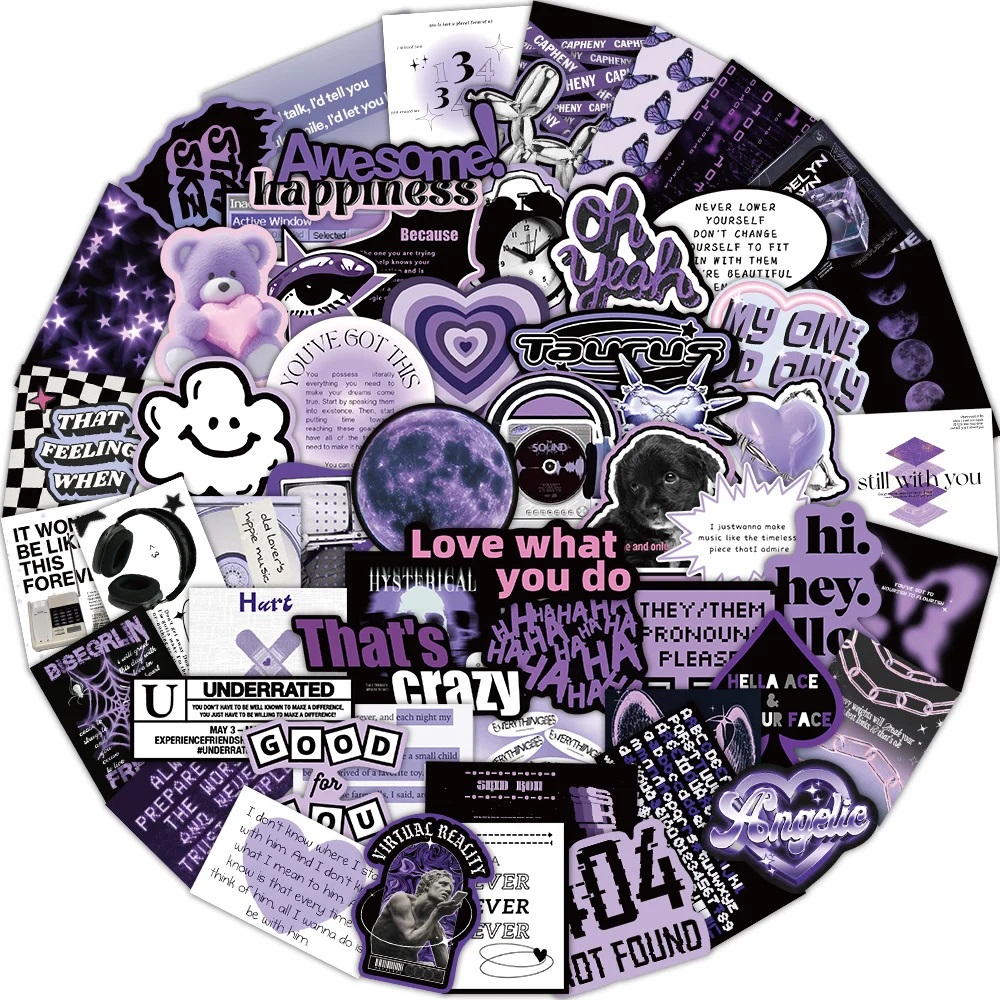 Стикеры "УльтраФиолет" 3-6см ассорти 50+ штук в упаковке