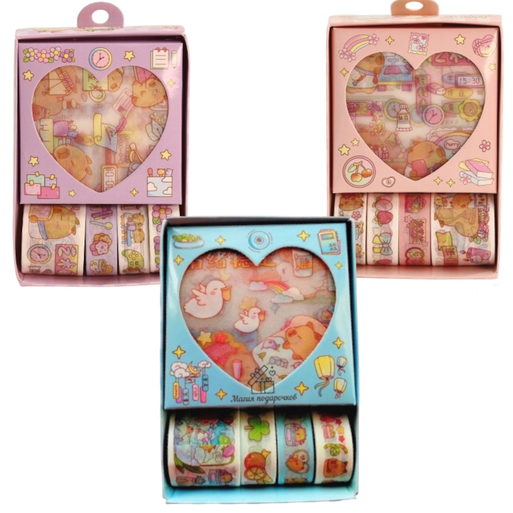 Набор для декорирования "Милота" скотч 4шт, наклейки ассорти