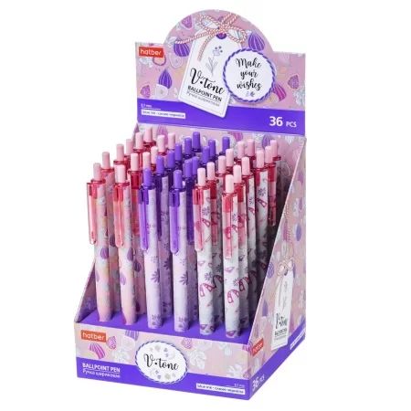 Ручка шар. Hatber автомат. "V-tone" синяя 0,7мм