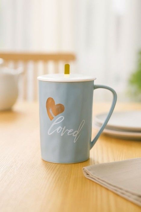 Кружка керамическая 400мл "Love u" синяя