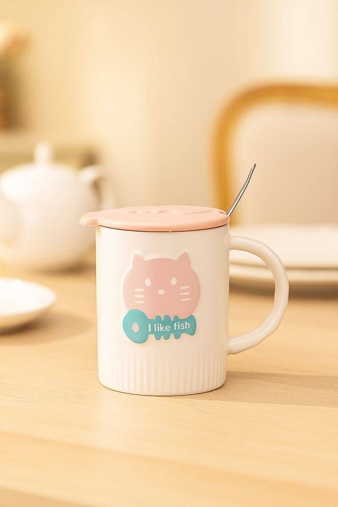 Кружка керамическая 350мл "I like fish" розовая