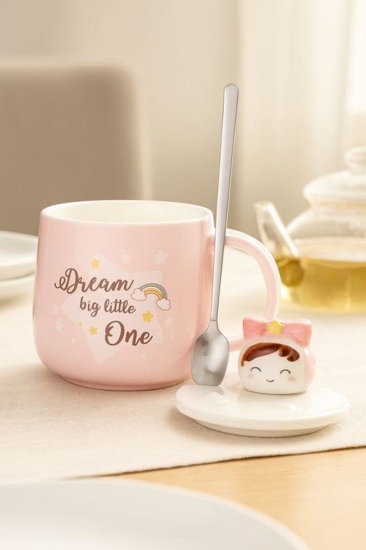 Кружка керамическая 380мл "Dreams big little" розовая