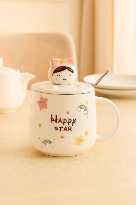 Кружка керамическая 380мл "Happy star" белая