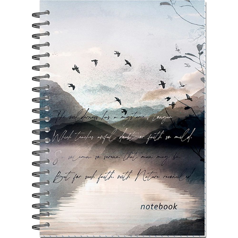 Тетрадь А5 120л кл. гребень Полином "Туманные пейзажи" фольга, твин.лак, БЕЗ ПОЛЕЙ