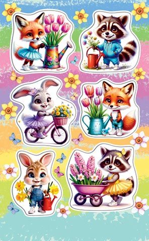 Наклейки детские 15*9см  "Звери"