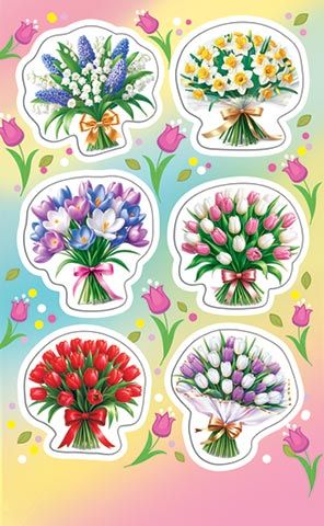 Наклейки детские 15*9см  "Цветы"