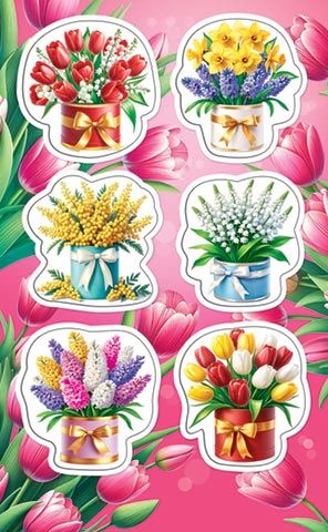 Наклейки детские 15*9см  "Цветы"