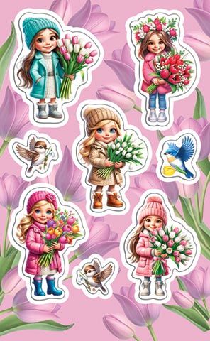 Наклейки детские 15*9см  "Девочки"