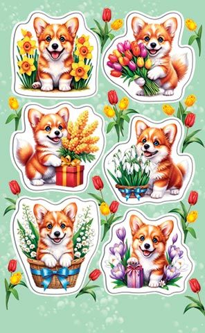 Наклейки детские 15*9см  "Корги"