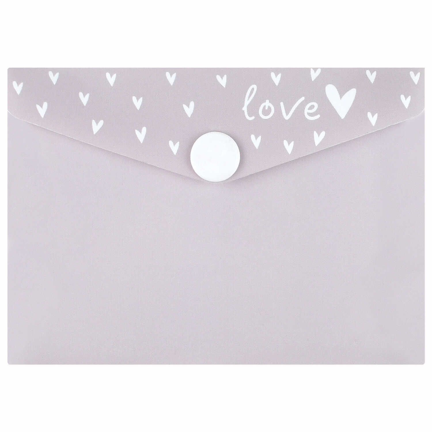 Конверт на кнопке  с рисунком 105*74мм "Сердечко на бежевом"