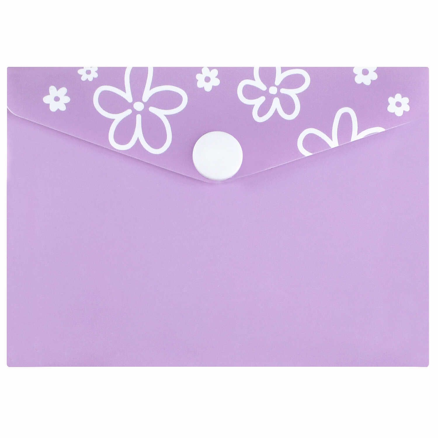 Конверт на кнопке  с рисунком 105*74мм "Сиреневые цветочки"