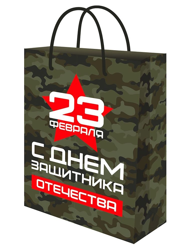 Пакет подар. бумажн. крафт 22*32*11 см 120гр/м2  День солдата