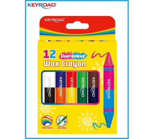 Мелки восковые двусторонние 6шт/12цв. KEYROAD Jumbo DUO
