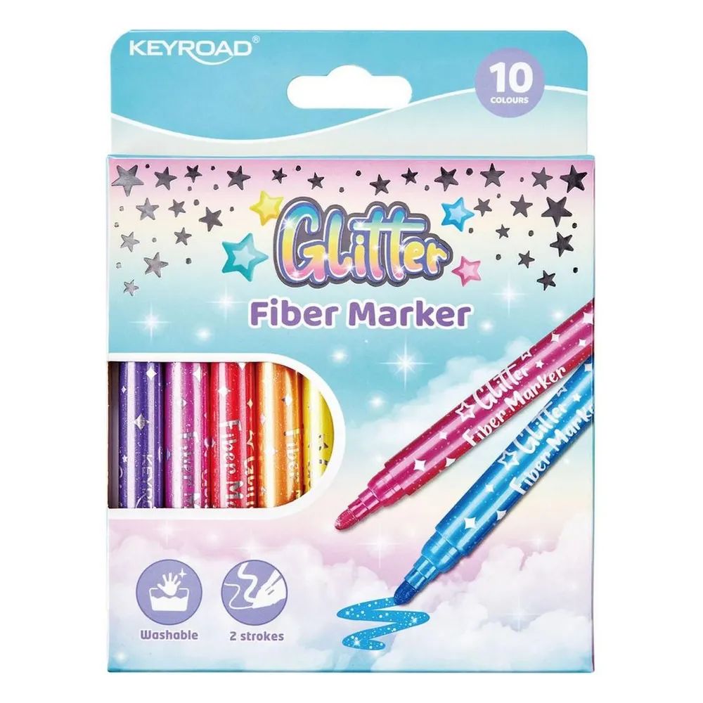 Фломастеры  10цв "KEYROAD Glitter"
