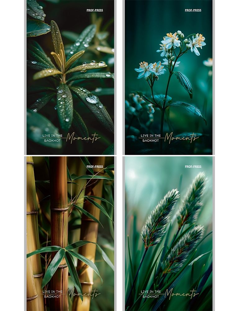 Блокнот А6  24л скоба "Растительная тема - 1" клетка