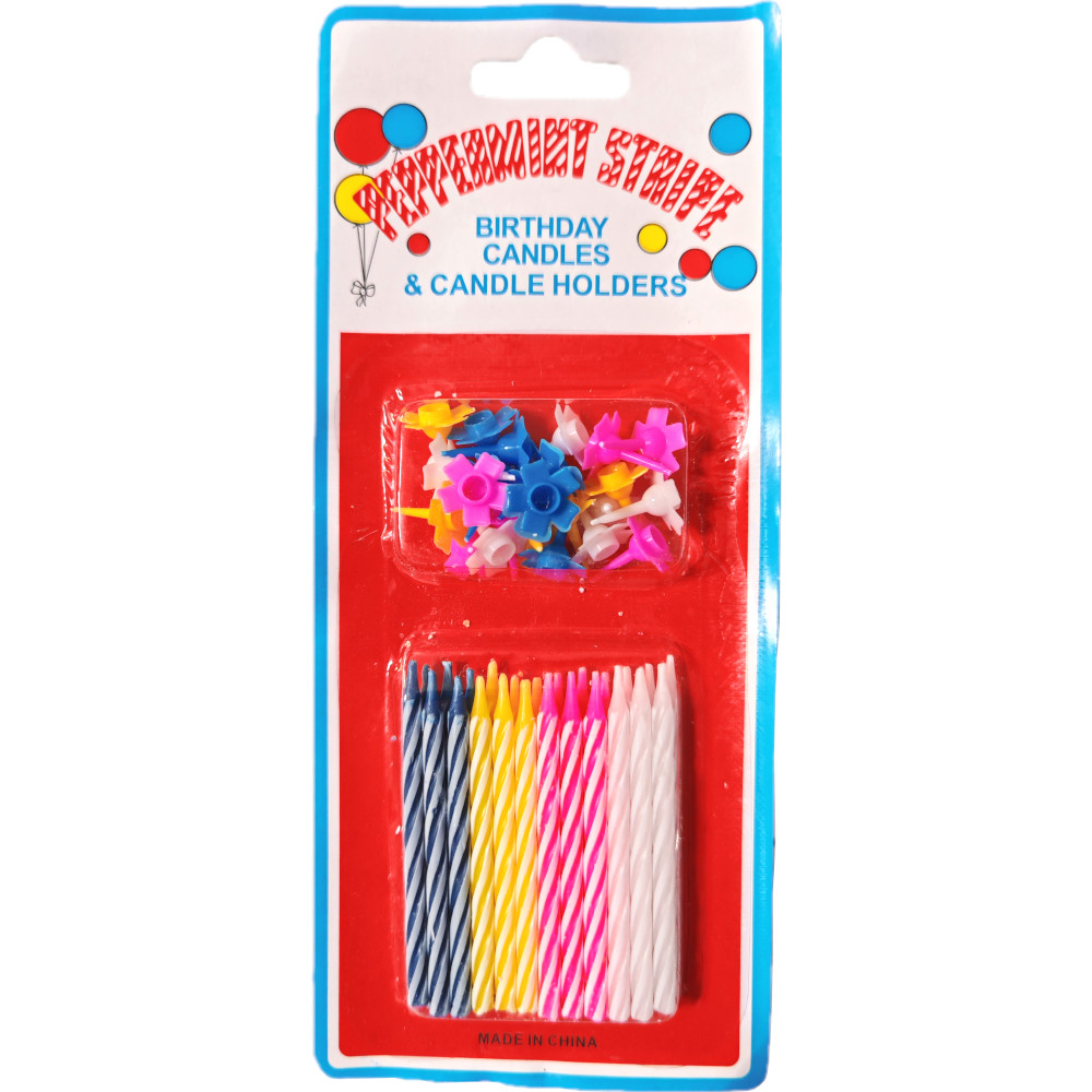 Свечи для торта с держателями "Ассорти" 5,5см, 24 шт