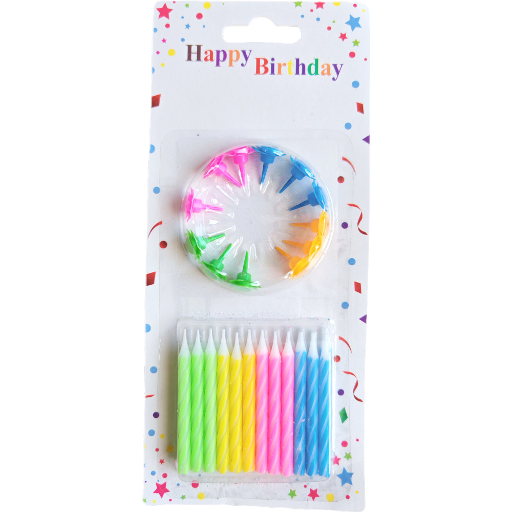 Свечи для торта с держателями, 24 шт., 5,8 см