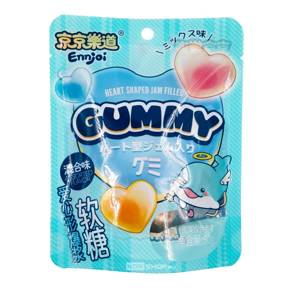 Конфета желейная в форме сердца Heart Shaped Jam Filled Gummy , 50гр.,/уп.36шт.
