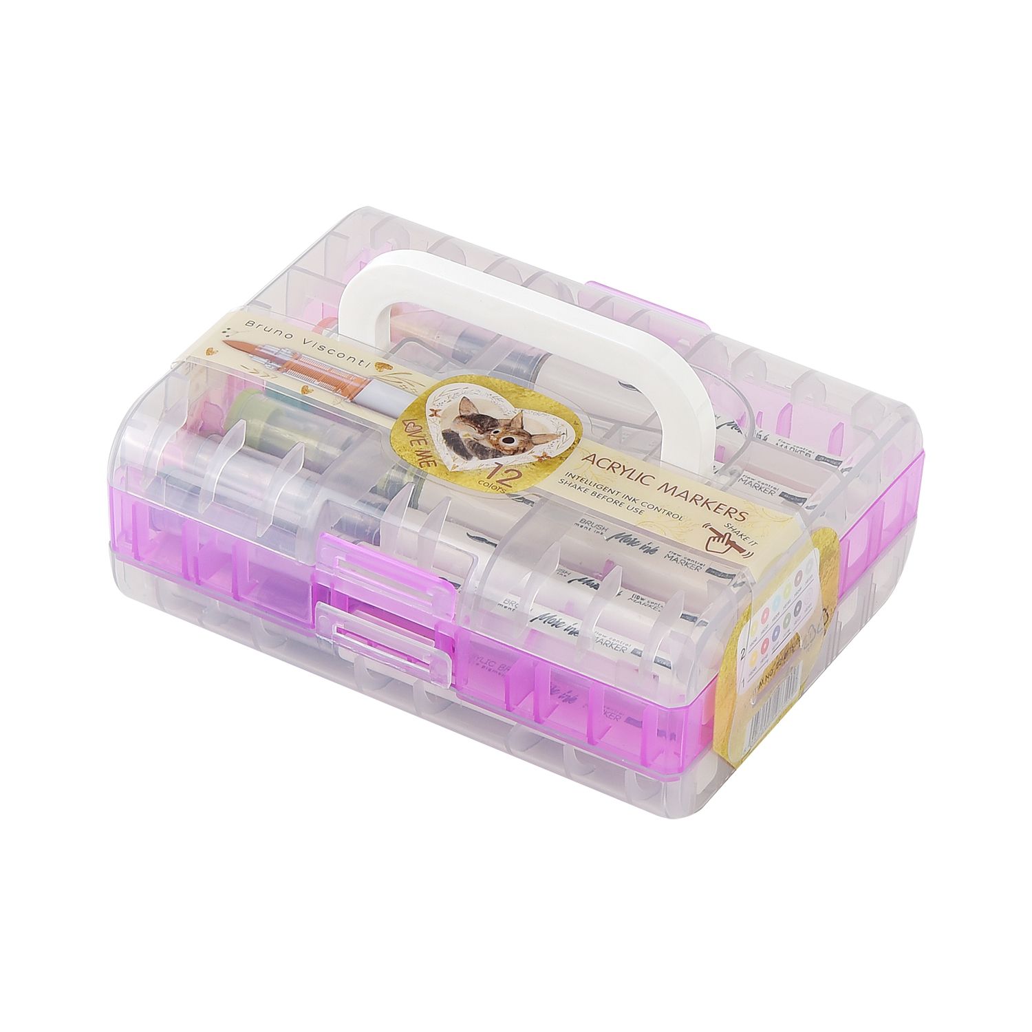 Набор маркеров акриловых  12цв. кистевидн. "Love me" 1-6мм, увел.объем