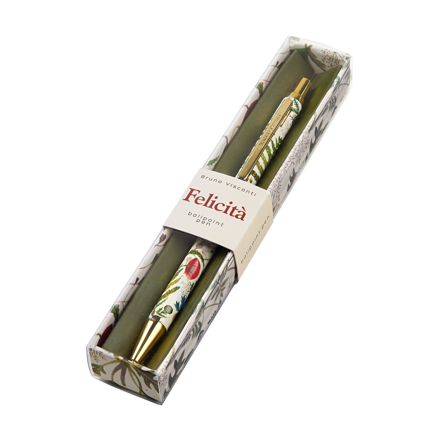 Ручка автомат. в футляре "Flora. Луговые травы" шарик., 0,7мм, металл., синие чернила