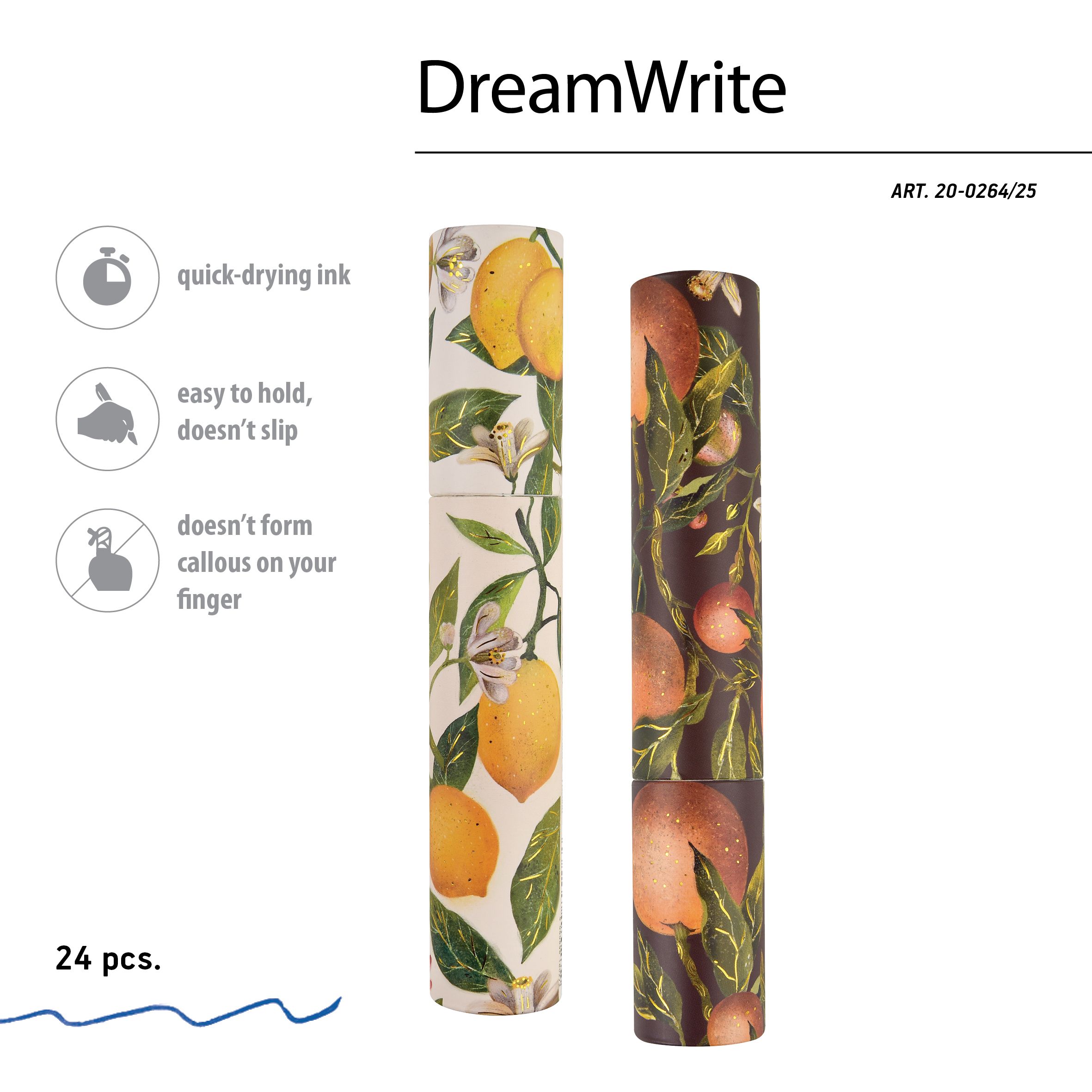 Ручка шар. BV "DreamWrite. Flora. Paradise" синяя,  0,7мм, 3 вида