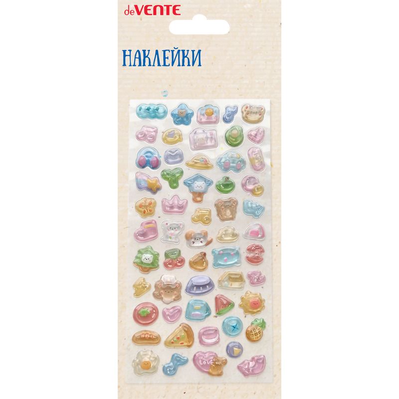 Наклейки эпоксидные  9*17,4см  "Мишки и друзья" 3D, в том числе д/телефона