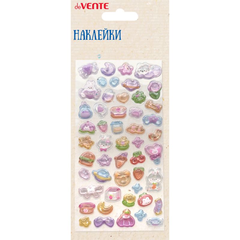 Наклейки эпоксидные объемные  9*17,4см  "Зайцы в саду" 3D, в том числе д/телефона