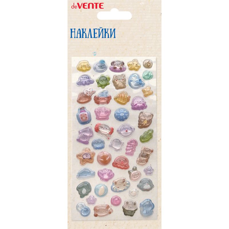 Наклейки эпоксидные объемные  9*17,4см  "Подводный мир" 3D, в том числе д/телефона